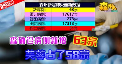 ◤森州疫情◢森确诊病例新增 63宗 芙蓉占了58宗