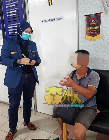 行乞者不谙英语和马来语，陈丽群助理茜拉在福利局要求下，盘问对方。