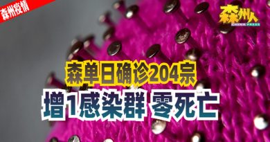 ◤森州疫情◢森单日确诊204宗 增1感染群 零死亡