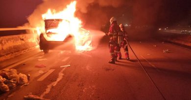 熊熊大火烧毁轿车 司机及时逃生保命