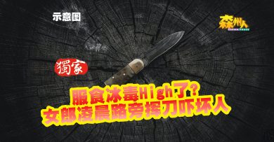 ◤独家◢服食冰毒High了？ 女郎凌晨路旁挥刀吓坏人