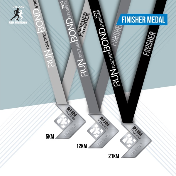 “IJM Land 2023年半马拉松赛”的完赛奖牌附带磁吸功能，可以与明年的奖牌合拼为一，组成限量版奖牌。