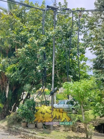 与亚沙新村毗陵的百美花园3周一同样发生电缆被剪断偷走的情况。