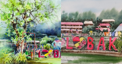 画家通过绘画方式 记录罗白广场的美