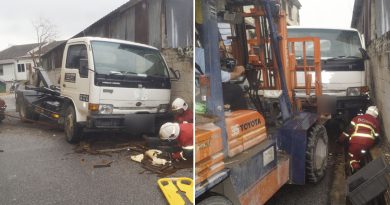 停泊罗厘突滑行撞沟渠 司机拉手煞不果 惨被压在轮下